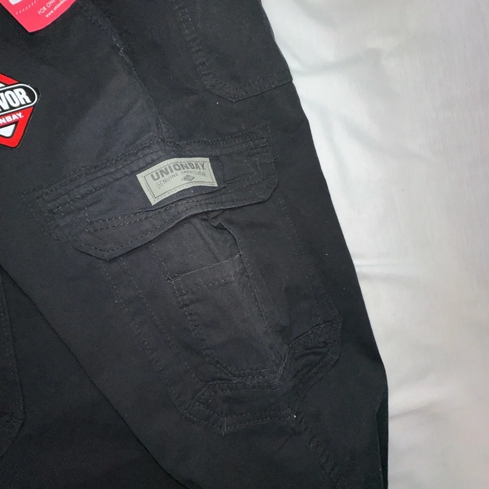 Unionbay Survivor Cargo Pants Mens 36x34 Black Utility Work Pants Belted NWT